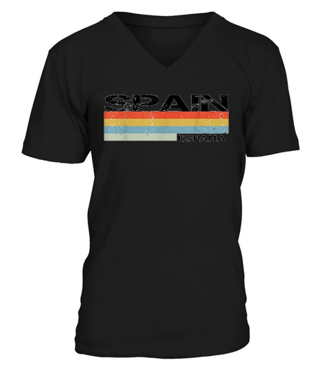 Spain  Spanish Language Espana Retro Vintage Stripes V-Neck T-shirt