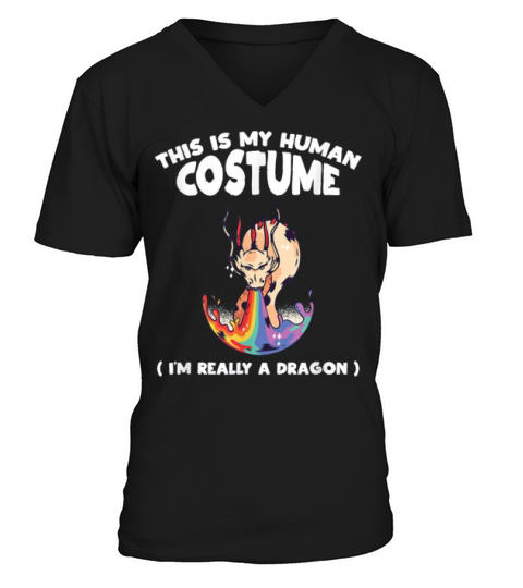 This Is My Human Costume I’m Really A Dragon Halloween Shirt V-Neck T-shirt