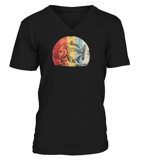 Vintage Fishing Gift Dad Carp Fishing V-Neck T-shirt