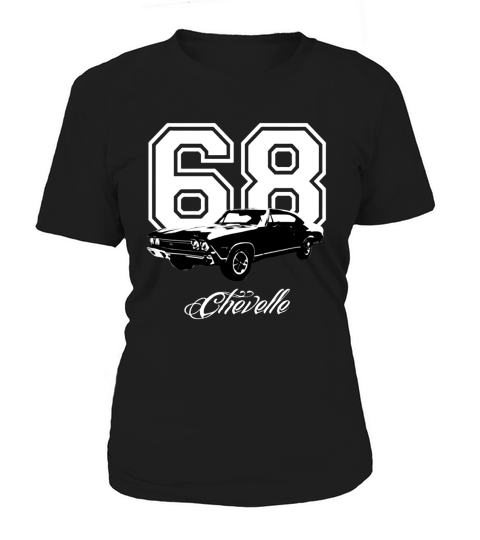 1968 Chevelle Three Quarter Angle View with Year and Model Name Dark Color Women's T-Shirt