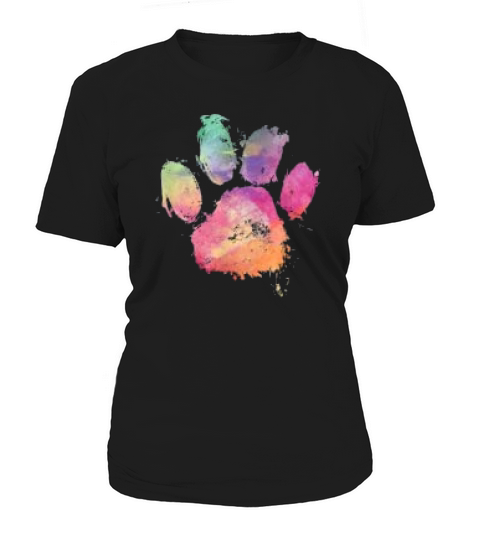 Cat Dog Paws Print Watercolor Rainbow Abstract Animal Lover Women's T-Shirt