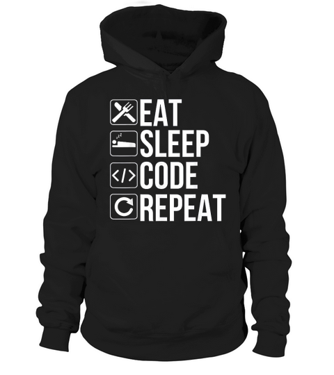 Coder Developer Gift Eat Sleep Code Repeat Hoodie Unisex