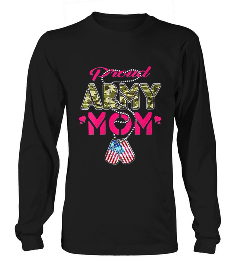 Proud Army Mom Camo Us Flag Dog Tags Military Mother Gift Long sleeved Unisex