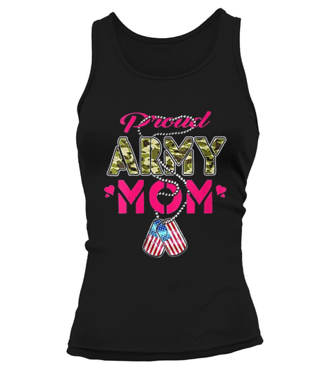 Proud Army Mom Camo Us Flag Dog Tags Military Mother Gift Tank top Woman