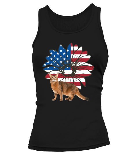 Sunflower American Flag Somali Cat Lovers Tank top Woman
