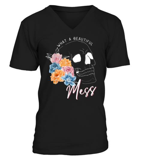 color blind Colorful Flowers what a beautiful mess V-Neck T-shirt
