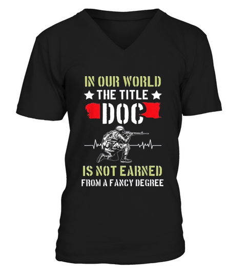 Combat Medic Earned Usa American V-Neck T-shirt