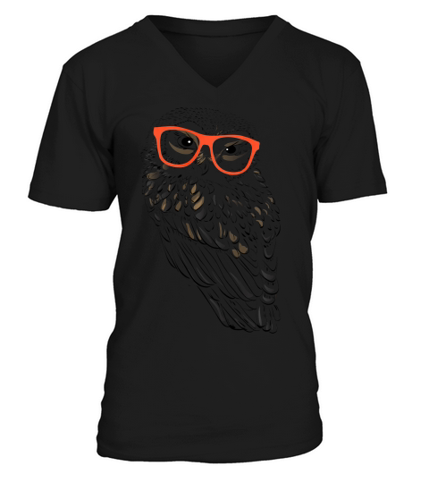 Cute Hipster Owl With Glasses Funny Gift T-shirt V-Neck T-shirt