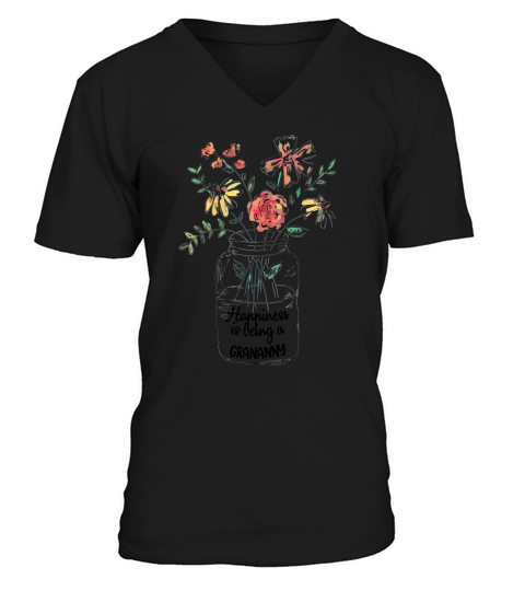 Happiness Is Being A Grananny Floral Mothers Day Awesome Gift For Women V-Neck T-shirt