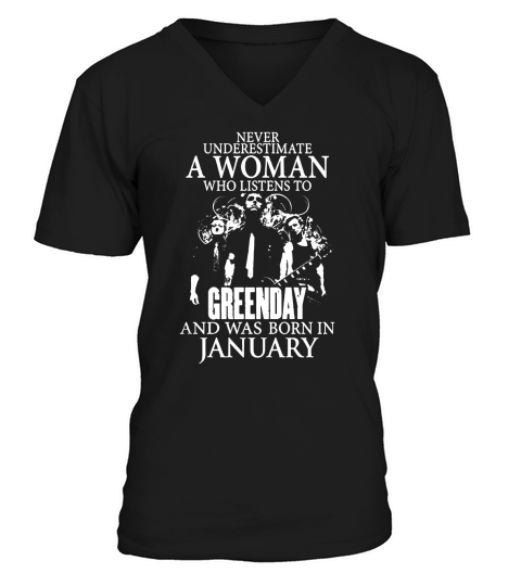 Never Underestimate A Woman Who Listens To Greenday And Was Born In February V-Neck T-shirt