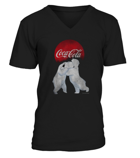 Original Coca-Cola Vintage Christmas Polar Bear Hug Graphic shirt V-Neck T-shirt