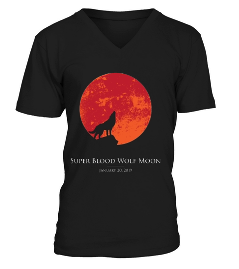 Super Blood Wolf Moon Shirt January 20 2019 Lunar Eclipse V-Neck T-shirt