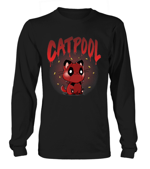 Catpool Funny Deadpool Mix Cat Unisex T-Shirt Long sleeved Unisex