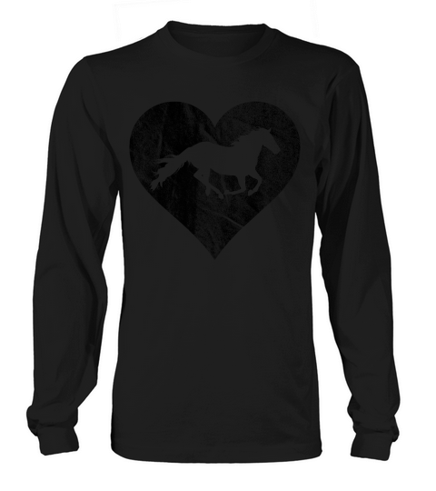 Love Horses Vintage Distressed Heart Riding T-shirt Long sleeved Unisex