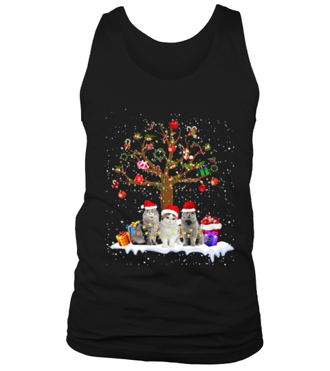 Funny Cats Christmas Tree Tee Ornament Decor Tank Top Unisex