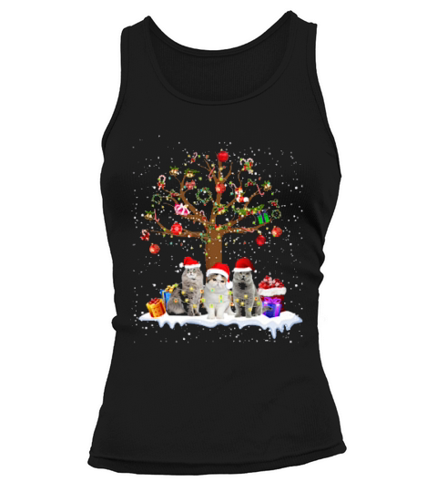Funny Cats Christmas Tree Tee Ornament Decor Tank top Woman