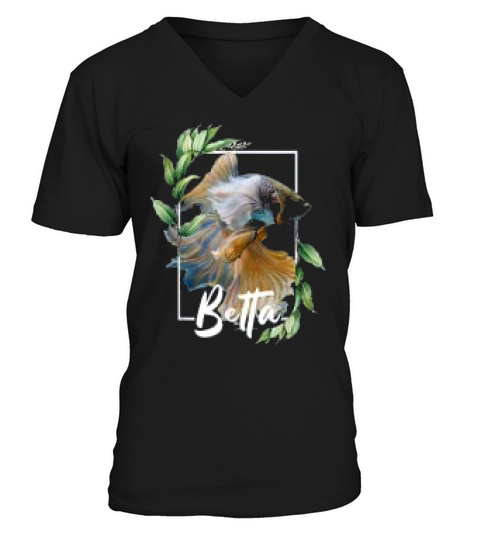 Betta Fish Siamese Fighting Fish Plant Pattern V-Neck T-shirt