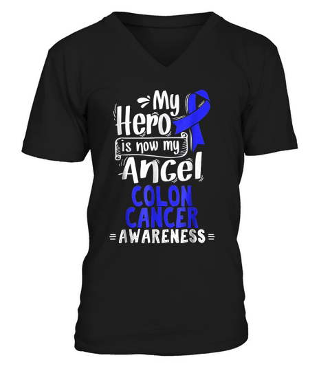 Cancer Awareness My Hero Is Now My Angel V-Neck T-shirt