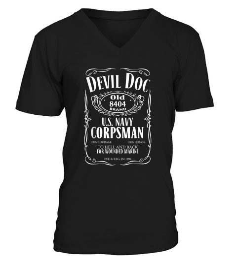 devil doc old 8404 us navy corpsman V-Neck T-shirt