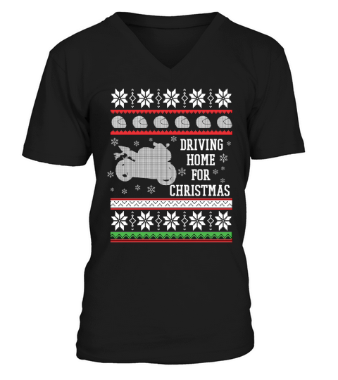 Driving Home For Christmas - Motorbike V-Neck T-shirt