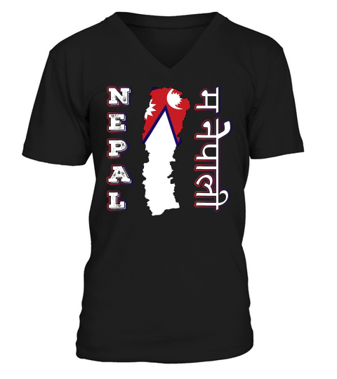 Ma Nepali Nepali Flag Nepal Map T-shirt V-Neck T-shirt