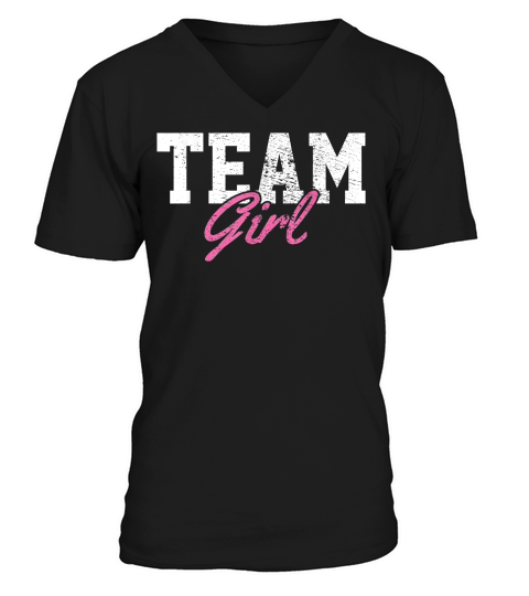 Team Girl Gender Reveal Party Vintage T-shirt V-Neck T-shirt