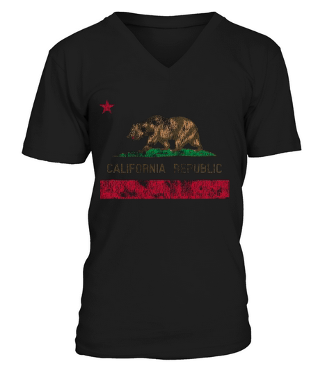 Vintage California Ca Flag Shirt Souvenir Gift Women Men Kid V-Neck T-shirt