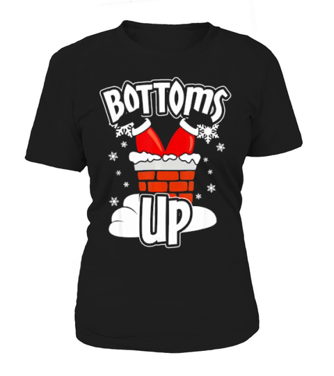 Bottoms Up Santa Drinking Christmas Women's T-Shirt
