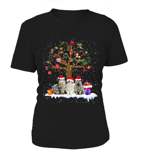 Funny Cats Christmas Tree Tee Ornament Decor Women's T-Shirt