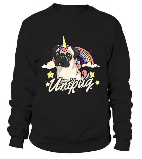 Funny Cute Unicorn Pug Unipug Rainbow T-shirt Sweatshirt Unisex