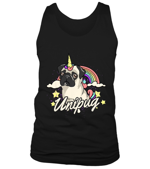 Funny Cute Unicorn Pug Unipug Rainbow T-shirt Tank Top Unisex