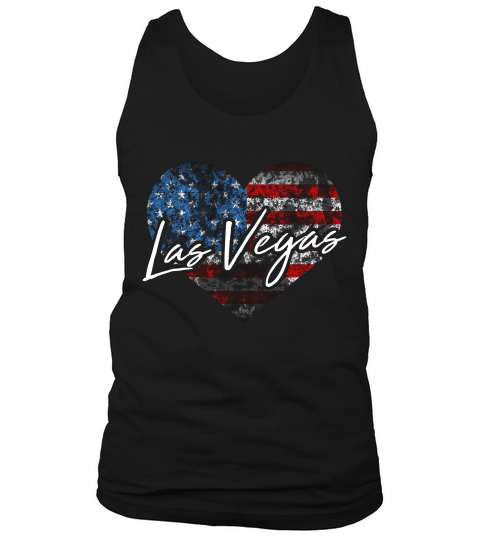 I Love Las Vegas American Flag Heart Souvenir Gift T-shirt Tank Top Unisex