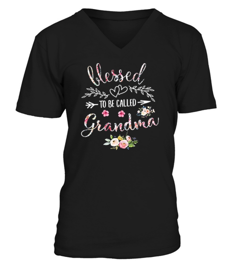 Blessed Grandma  For Floral Grandma 2021 V-Neck T-shirt