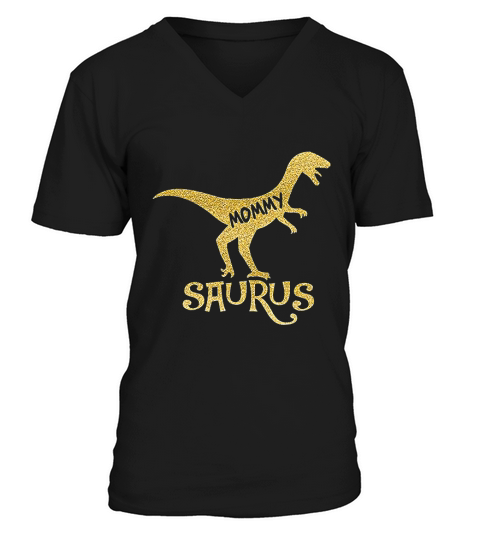 Dinosaur Mommy Daddy Baby Saurus V-Neck T-shirt