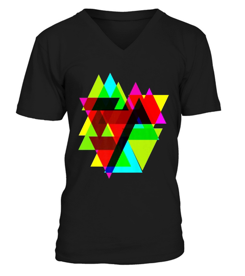 Geometric Colorful Modern Angular Pattern Block Gift .ie4s T-shirt V-Neck T-shirt