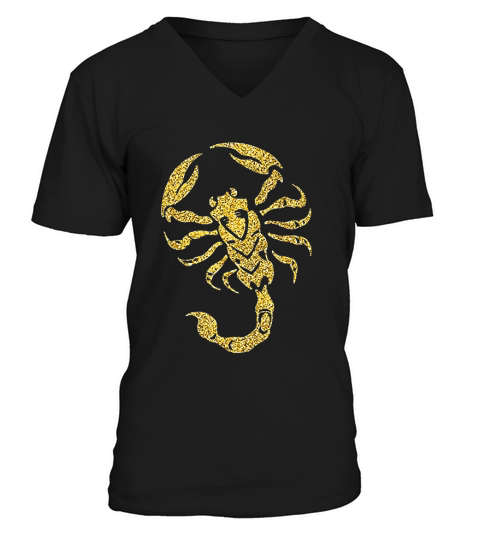 Gold Scorpion Zodiac Horoscope Insect V-Neck T-shirt
