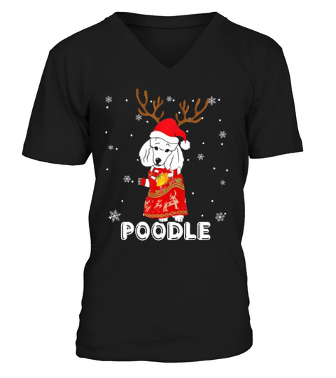 Poodle Wear Santa  Reindeer Christmas Dog Gifts V-Neck T-shirt