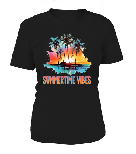 Summertime Vibes 80s Sunset Palm Tree Women's T-Shirt