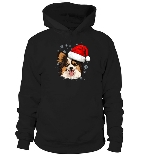 Papillon Santa  Christmas Xmas Gift Hoodie Unisex