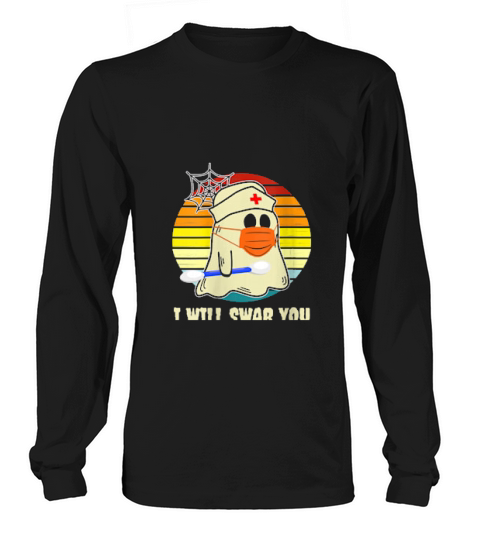 Womens I Will Swab You Nurse Zombie Halloween Nurses Long sleeved Unisex