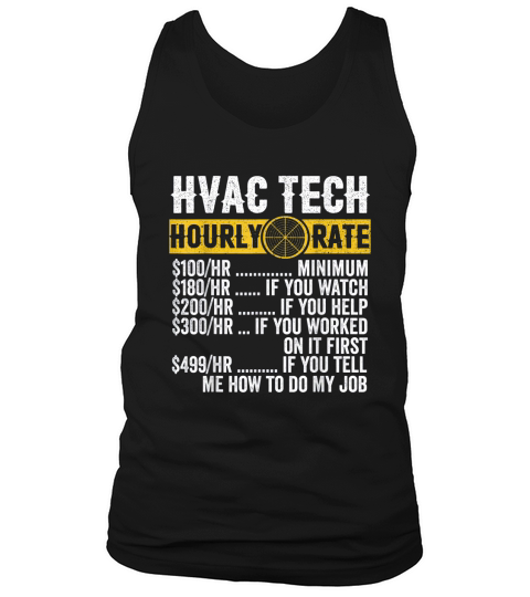 Funny Vintage HVAC Technician Apparel Hourly Rate Tank Top Unisex