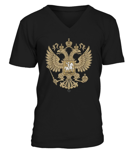 Double Headed Eagle Russian Coat Of Arms Vintage Retro Gift V-Neck T-shirt