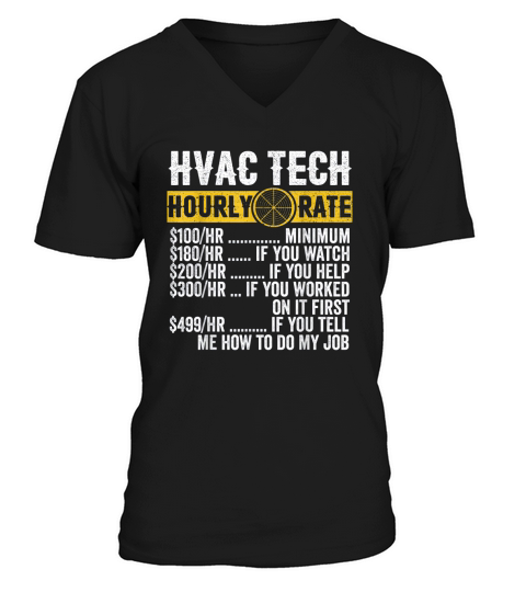 Funny Vintage HVAC Technician Apparel Hourly Rate V-Neck T-shirt
