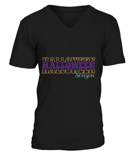 Halloween Season Retro Groovy Vintage 1.01 V-Neck T-shirt