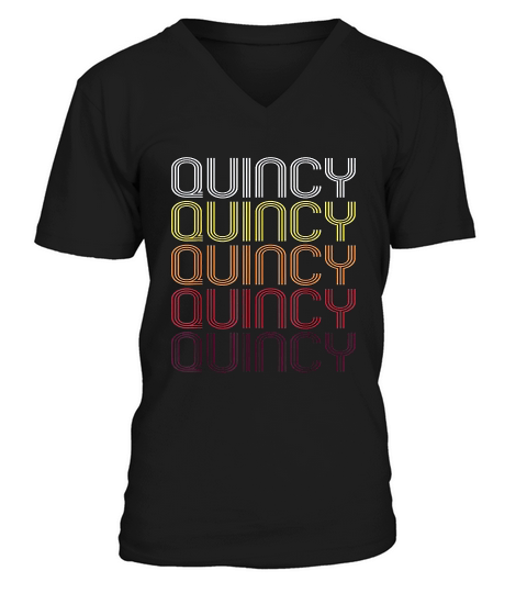 Quincy Ma Vintage Style Massachusetts V-Neck T-shirt