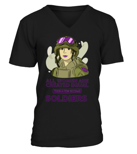 soldier woman female sergeant federation military V-Neck T-shirt