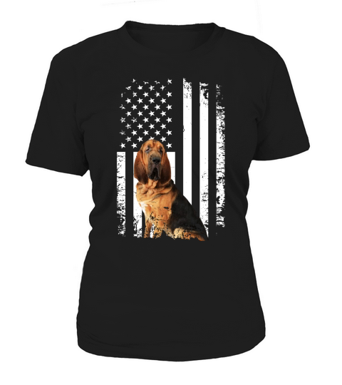 Bloodhound Dog American Flag Background Dog Breeds 2020 Women's T-Shirt