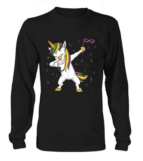 Dabbing Unicorn Mardi Gras Funny Girls Kids Dab Long sleeved Unisex