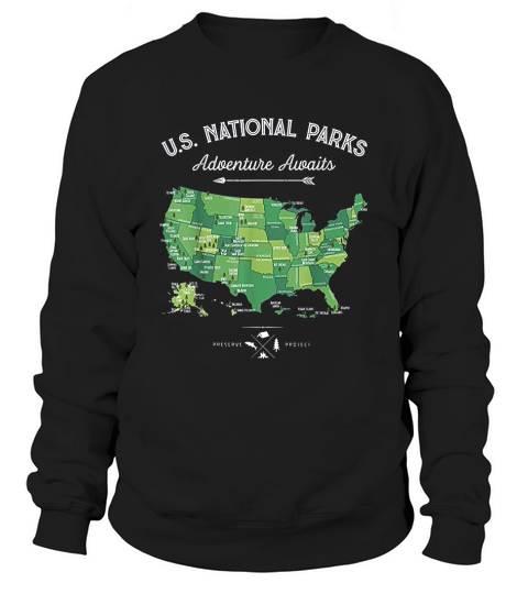 62 National Parks Map Gifts Us Park Vintage Camping Hiking Sweatshirt Unisex