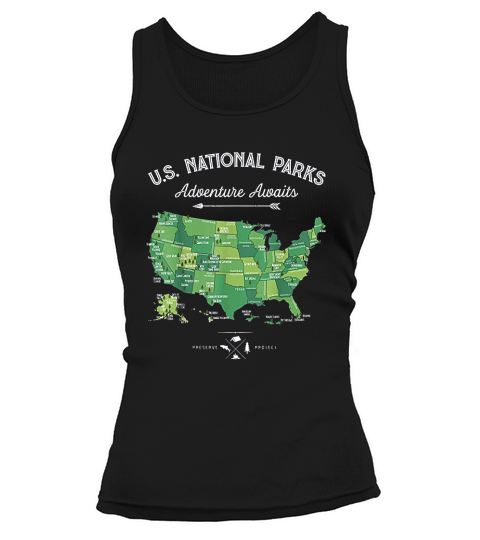 62 National Parks Map Gifts Us Park Vintage Camping Hiking Tank top Woman
